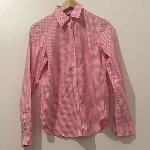 Chaps pink gingham button down shirt. Size XS